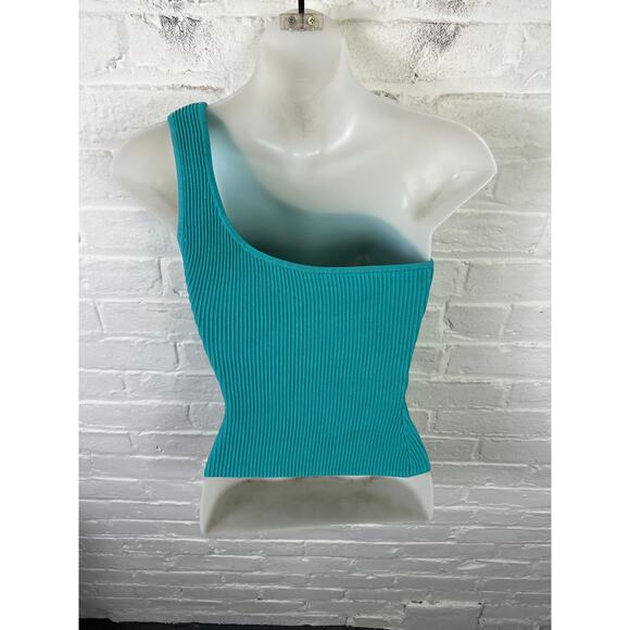 Aritzia Women's Sculpt Knit One-Shoulder Tank Top Sleeveless Blue Size XS - Picture 2 of 5